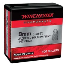 (image for) JACKETED HOLLOW POINT NOTCHED 9MM (0.355\") JHPN HANDGUN BULLETS