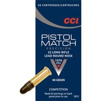 PISTOL MATCH AMMO 22 LONG RIFLE 40GR LEAD ROUND NOSE