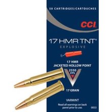 TNT EXPLOSIVE AMMO 17 HMR 17GR JACKETED HOLLOW POINT
