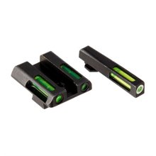 (image for) LITEWAVE H3 TRITIUM WHITE RING FRONT SIGHT SET W/ GREEN LITEPIPES