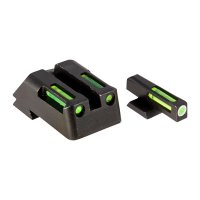 (image for) LITEWAVE H3 TRITIUM WHITE RING FRONT SIGHT SET W/ GREEN LITEPIPES
