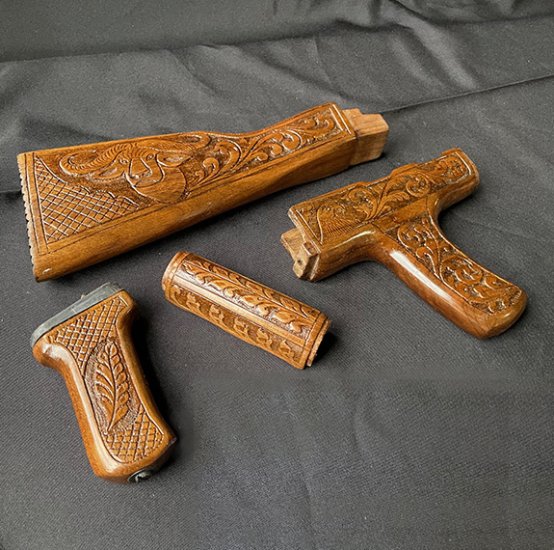 HAND CARVED WALNUT KHYBER PASS AKM AK74 DONG FURNITURE SET #2 - Click Image to Close