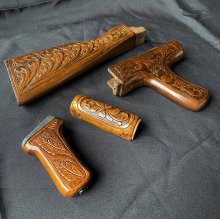 HAND CARVED WALNUT KHYBER PASS AKM AK74 DONG FURNITURE SET #3