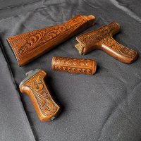 HAND CARVED WALNUT KHYBER PASS AKM AK74 DONG FURNITURE SET #6