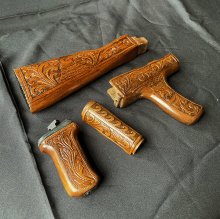 (image for) HAND CARVED WALNUT KHYBER PASS AKM AK74 DONG FURNITURE SET #7