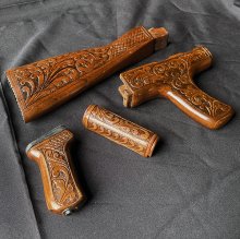 HAND CARVED WALNUT KHYBER PASS AKM AK74 DONG FURNITURE SET #9