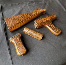 HAND CARVED WALNUT KHYBER PASS AKM AK74 DONG FURNITURE SET #19