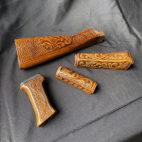 HAND CARVED WALNUT KHYBER PASS AKM AK74 FURNITURE SET #5