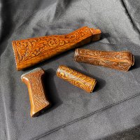 HAND CARVED WALNUT KHYBER PASS AKM AK74 FURNITURE SET #9