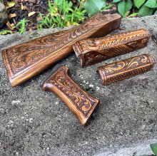 (image for) HAND CARVED WALNUT KHYBER PASS AKM AK74 FURNITURE SET #11