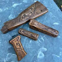 HAND CARVED WALNUT KHYBER PASS AKM AK74 FURNITURE SET #4