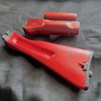 CUSTOM AK WOOD 5.5 mm FOLDING STOCK SET - SOVIET RED