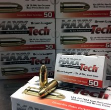 Maxx Tech 9mm 124 gr. FMJ 50 rnd/box