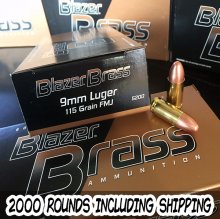 CCI Blazer BRASS 9 mm FMJ 115 gr 2000 rounds INCLUDES SHIPPING