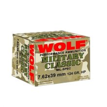 Wolf Ammo Military Classic 7.62x39 124gr JHP 20/bx