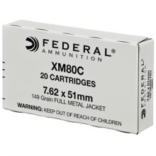 Federal Ammo 7.62x51 149gr FMJ M80 20/bx