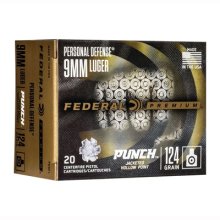 9mm Luger 124gr Jacketed Hollow Point 20/Box