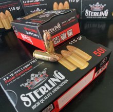 Sterling Ammunition 9 mm 115 gr. FMJ 1500 rnd/case NOT ON WEBSIT