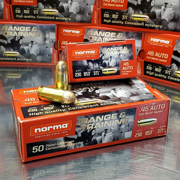 Norma Range & Training 45 ACP 230 gr. FMJ 1000 rnd/case