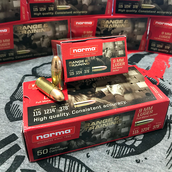Norma Range & Training 9mm 115 gr. FMJ #620240050 50 rnd/box