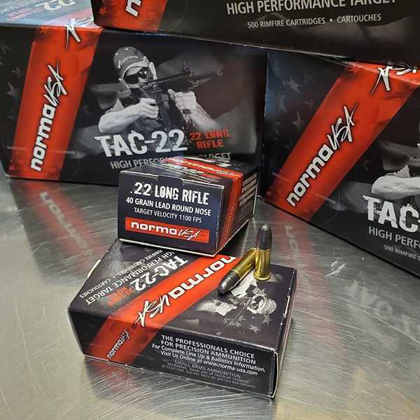 NORMA USA TAC-22 HI-PERFORMANCE 22 LR 40 gr. LRN 500 rnd/brick