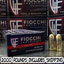 Fiocchi 380 AUTO 95 gr. FMJ 380AP 2000 rounds INCLUDES SHIPPING