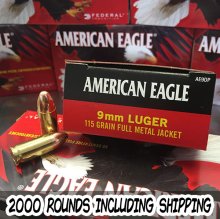 American Eagle 9 mm 115 gr. FMJ 2000 rnd/case INCLUDES SHIPPING