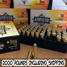 Armscor USA 9 mm 115 gr. FMJ 2000 rounds INCLUDES SHIPPING