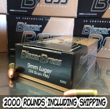 CCI Blazer BRASS 9 mm FMJ 124 gr. 2000 rounds INCLUDES SHIPPING