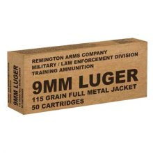 REMINGTON 9MM LUGER, 115GR FMJ 50/BOX