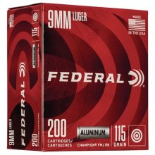 Federal Ammo 9mm 115gr FMJ Champion Aluminum 200/box