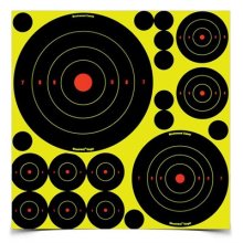 Shoot-N-C Ass\'t 1\", 2\", 3\", 6\" & 8\" Bull\'s-Eye Target 5 Sheets