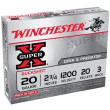Winchester Super-X 20ga 2.75\" 20 Pellets #3 Buck 5/bx