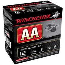 Winchester AA Heavy Target 12ga 2.75\" 1-1/8oz #8 25/bx