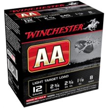 Winchester AA Light Target Load 12ga 2.75\" 1-1/8oz #8 25/bx