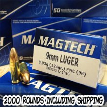 Magtech 9 mm 124 gr. FMJ 2000 rnd/case INCLUDES SHIPPING