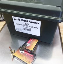 Wolf Gold 223 55 gr. FMJ 1000 rnd/MTM can