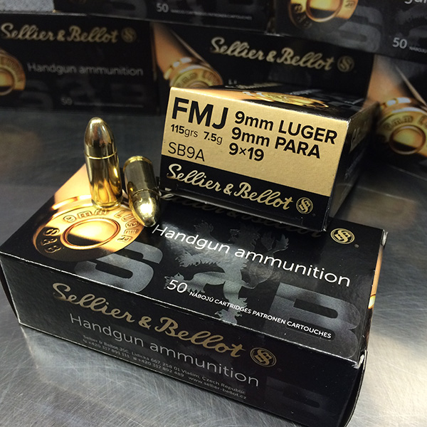 Sellier & Bellot 9 mm 115 gr. FMJ SB9A 50 rnd/box